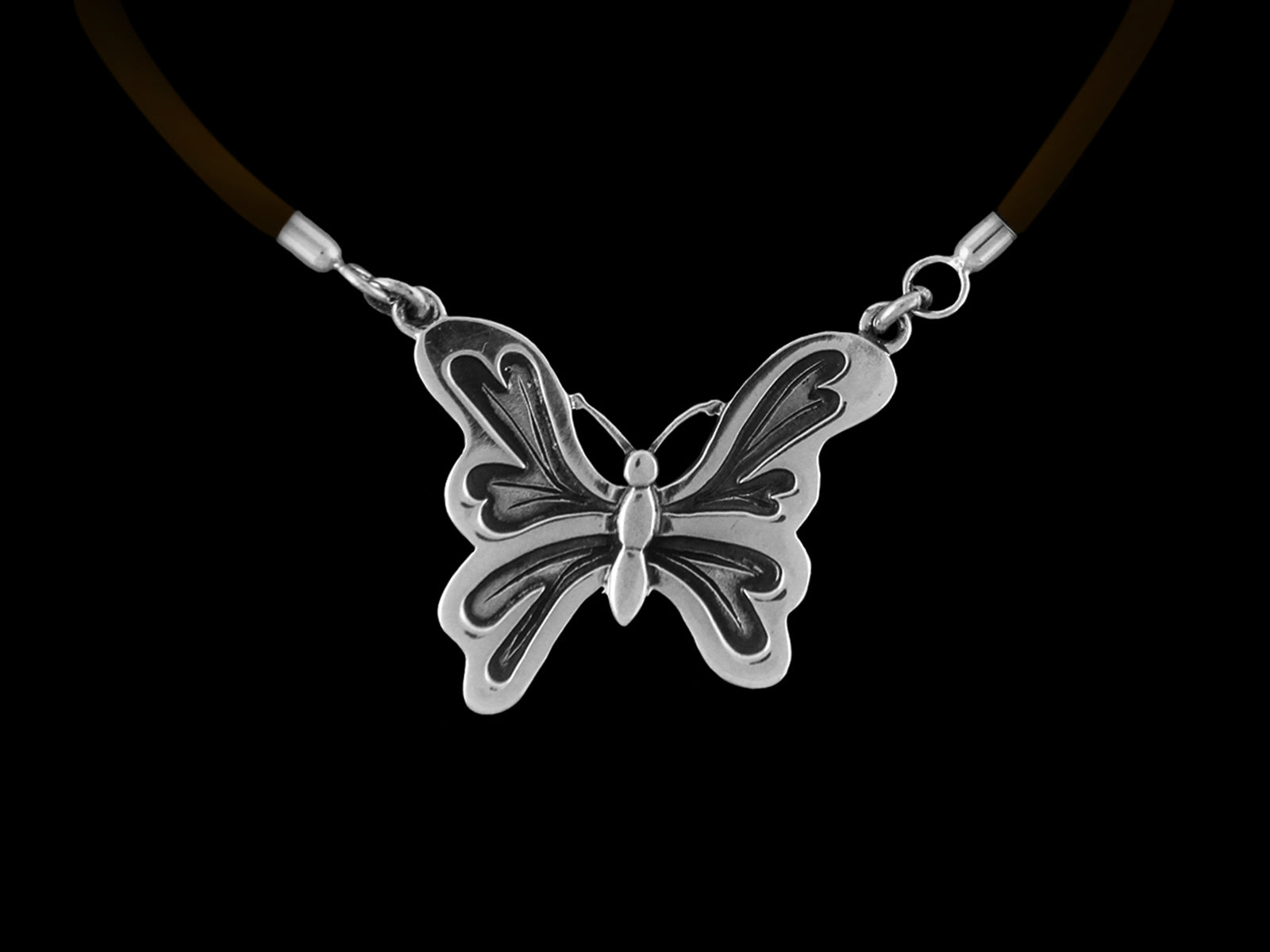Collier Schmetterling, Kautschuk- oder Lederband